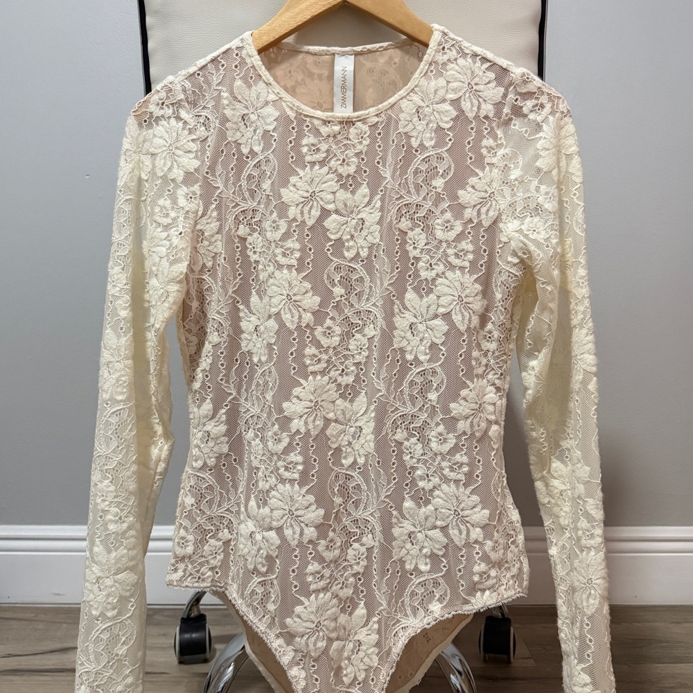 Zimmermann Cream Floral Lace Bodysuit